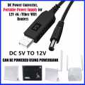 USB DC CABLE 5v to 12v boosting - Power Bank To Router for uniterrupted WiFi. 