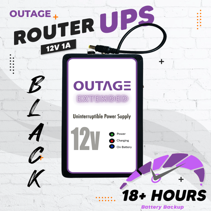 12V [EXTENDED] Uninterruptible Power Supply - Mini UPS/ Power Backup/ Battery Backup for 4G Fibre Router / Router UPS / DC UPS [OUTAGE HR-NPJ012-EXT] [12V 1A] [Made in Sri Lanka]