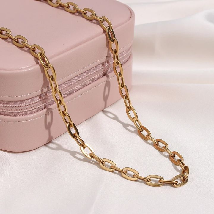 Fashion%20Stackable%20Neckp%20Jewelry%20Stainless%20Steel%20Chain%20Necklaces%20for%20Men%20Women%20Big%20Knot%20Cuban%20Chain%2018k%20Gold%20Plated%20Punk%20Choker%20-%20Image%203