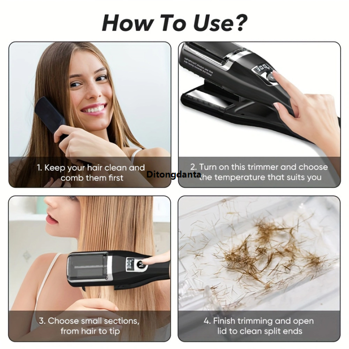 Damaged Dry Remover Split End Trim Straighten 2-in-1 Hair Automatic ...