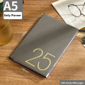 2025 Edition Planner High Quality PU Cover One Page Per Day Notebook A5 Size 365 Days Agenda for Work Office Professional. 