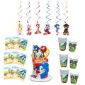 Cartoon Sonic The Hedgehog Kids Happy Party Balloons 5th 6th Birthday Decorations Cake Topper Candy Box Paper Plate Cup Napkin. 