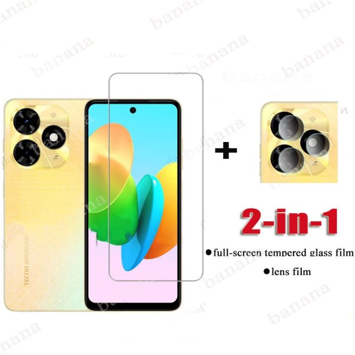 2 in 1 Tecno Spark 20C Tempered Glass Film for Tecno Spark 20 10C 10 Pro 5G 8C 8P 7 Pro 7T 6 GO 2024 2023 Camera Lens Glass Screen Protector