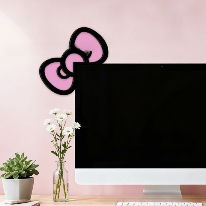 Women 3D Computer Monitor Decor Pink Cute 3D Wood Decor PC Decorations ...