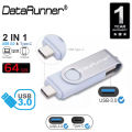 DataRunner Ultra Dual Drive USB Type C 3.0 64GB USB Pen Flash Drive. 