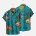 Hawaiian Men's Slim Fit Shirt Floral Men Fashion Map 3d Print Summer Beach Camisa Trip Blouse Casual Male Social Y2k Vintage. 