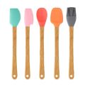 5 Pack Silicone Spatula, Mini Spatulas Scrapers with Bamboo Handle for Cooking Baking Nonstick Cookware Kitchen Utensils. 