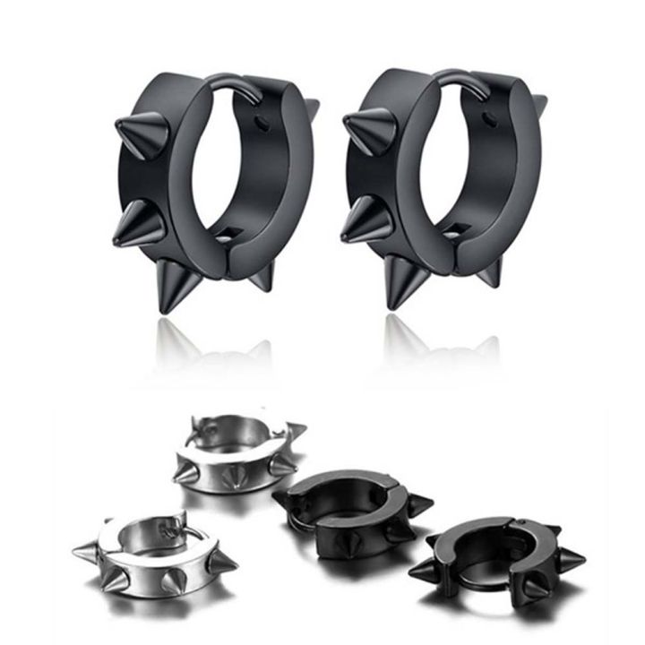 earings%20for%20men%20hikaw%20for%20boys%20earings%20for%20men%202%20Pcs%20Men%20Rivet%20Geometric%20Spike%20Stainless%20Steel%20Fashion%20Stud%20Earring%20Hoop%20Earrings%20Accessories%20Jewelry%20-%20Image%207