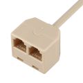RJ11 6P4C 2 Way Outlet Telephone Jack Line Splitter Adapter Beige. 