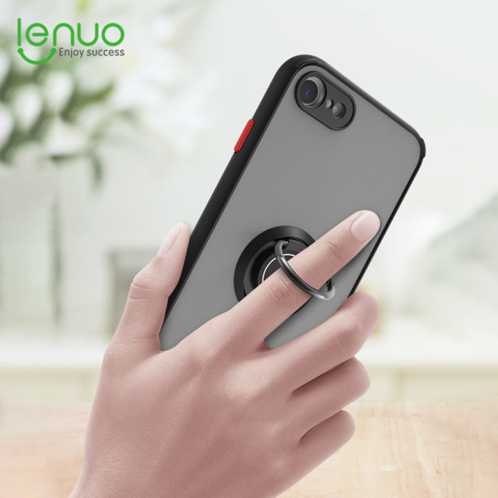 Lenuo Anti-fall Fashion Protective Phone Case For iPhone SE / 7 / 8 Casing Multifunction Car Magnetic Shockproof With Ring Stand Back Cover