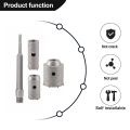 Concrete Hole Saw Kits SDS Plus Shank Wall Hole Cutter Cement Drill Bit Sets(30, 40, 60mm), with 220mm Connecting Rod. 