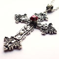 Gothic Irregular Cross Crystal Necklace Goth Large Cross Pendant Necklace Vintage Sweater Necklaces for Women Men Jewelry. 