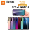 Slim Hybrid Gradient Tempered Glass Case for Xiaomi Redmi Note 8 Phone Cover Soft TPU frame Colorful Patterned Glass Hard Back Case. 