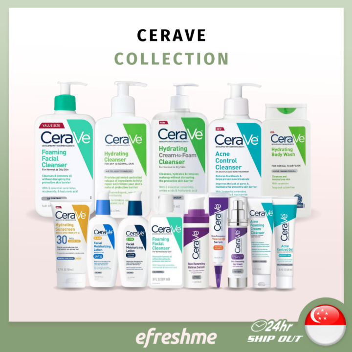 CERAVE Cleanser Hydrating Foaming, Moisturiser Cream Lotion, Makeup