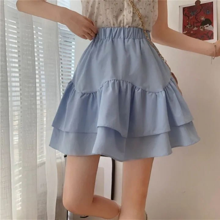 RuffleaWomen's%20Short%20Skirt%20Summer%20Thin%20Puffy%20High%20Waist%20Small%20Hem%20Skirt%20Student%20Design%20Sense%20Niche%20-%20Image%203