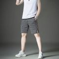 Shorts Men's2023Summer Thin Trendy Plaid Bermuda Shorts Quick-Dry Pants Men's New Men's Slim Cropped Pants. 