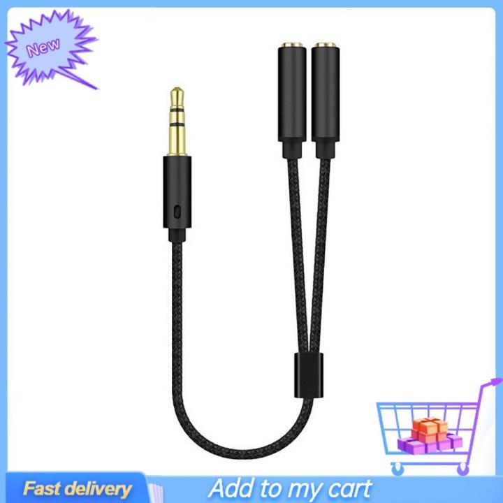 3.5mm%20Audio%20Splitter%20Cable%201%20Male%20to%202%20Female%20Headphone%20Microphone%20Adapter%20Copper%2026cm%20-%20Image%202