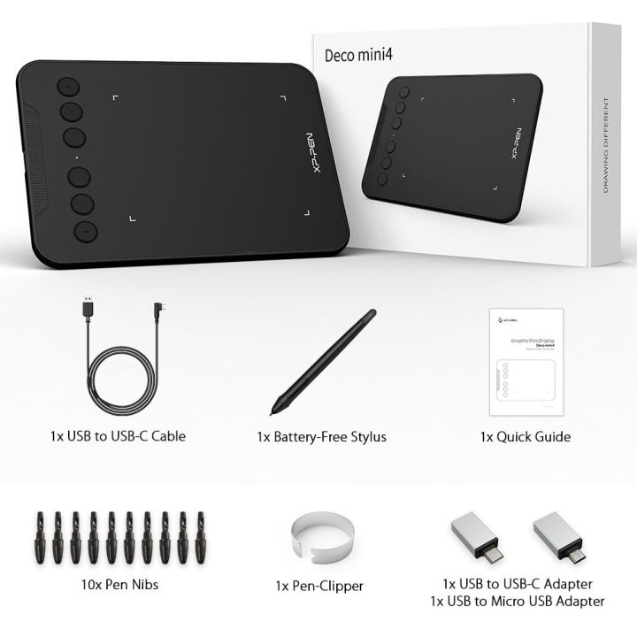 XPPen%20Graphics%20Tablet%20Digital%20Drawing%20Tablet%204x3%20Inch%20Deco%20Mini4%208192%20Levels%20with%206%20Shortcut%20Keys%20for%20Windows%20Mac%20Android%20-%20Image%206