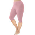 SASA Women Plus Size  Pure Cotton High Waist 4-Way Three QuarterLegging 1-Pack Fancy Pink Color. 