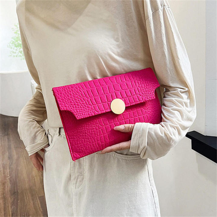 Business%20Women's%20Bag%20Trendy%20Clutch%20Bags%20Felt%20Indentation%20Handbag%20Casual%20Ladies%20Clutch%20Bag%20Solid%20Color%20Handbag%20-%20Image%202