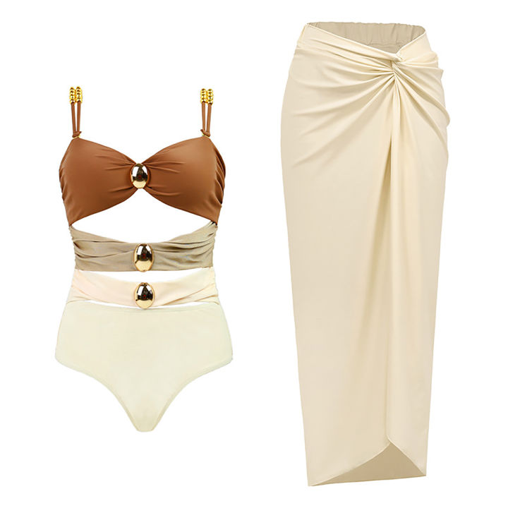 KOKKO%20Women1%20Pieces%20Swimsuits%20With%20Matching%20Wrap%20Skirt%20Contrasting%20Color%20Spaghetti%20Straps%20Swim%20Top%20Mesh%20Cover%20Up%20-%20Image%202