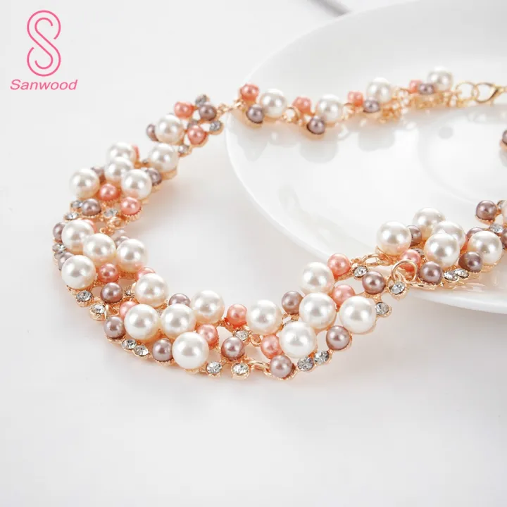 2Pcs%20Women%20Fashion%20Faux%20Pearl%20Rhinestone%20Inlaid%20Necklace%20Earrings%20Jewelry%20Set%20-%20Image%208