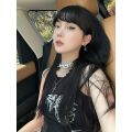 High-End Design Lace-up American Vintage Punk Style Sleeveless Cold-Shoulder Camisole Niche Asymmetric Top for Women. 