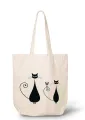 Cat Love Tote Bag - Eco-Friendly Zipper Bag with Inside Pocket. 