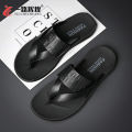 New Leather Sandals Leather Slippers Men's Fashion Outwear Flip Flops Men's Summer Non-Slip Deodorant Outdoor Sandals. 