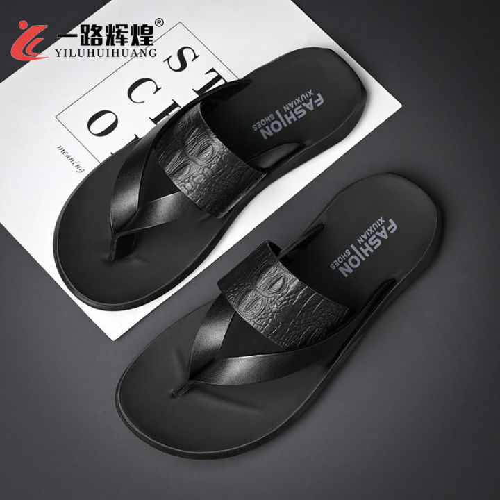 New%20Leather%20Sandals%20Leather%20Slippers%20Men's%20Fashion%20Outwear%20Flip%20Flops%20Men's%20Summer%20Non-Slip%20Deodorant%20Outdoor%20Sandals%20-%20Image%207