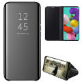 lthmy for Samsung Galaxy A51 Mirror Plating Hard PC PU Leather Semi transparent Standing View Case Cover. 