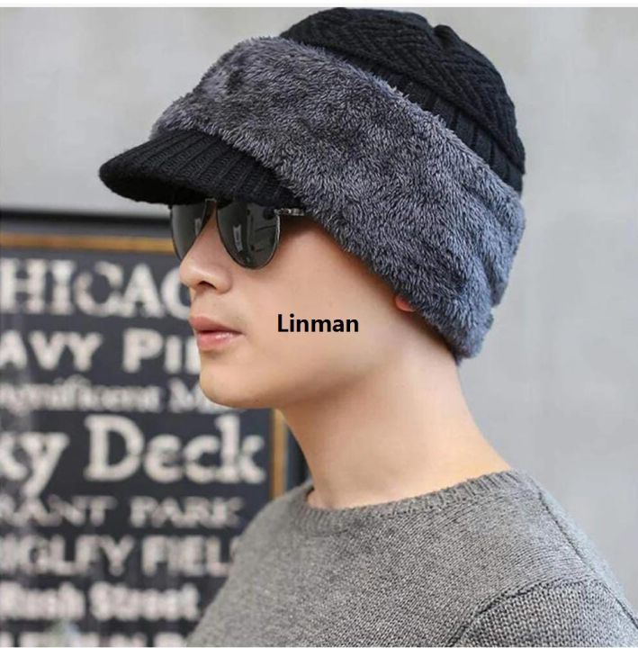 Linman Thermal Warming Beanie Cap Hat With Brim aLuxury nd Warm Scarf ...