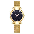 Lazy Starry Sky Surface Watch for Women Milan Strap Quartz with Magnet.