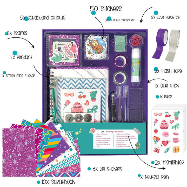 Scrapbook%20Supplies,%20DIY%20Journal%20Kit%20for%20Girls%20Gifts%20Ages%208%209%2010%2011%2012%2013%20Years%20Old,%20Scrapbooks%20Kit,%20Arts%20and%20Crafts%20Supplies%20-%20Image%202