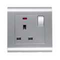 Modular Silver 13 Amp Socket Outlet with Neon. 