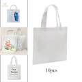 10 Pieces White Reusable Sublimation Blank Shopping Bag Personalised Beach Tote Bag for DIY. 