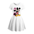 MINISO Disney Girl Dresses Summer 3D Cartoon Mickey Mouse Minnie Short Sleeve Cute Birthday Party Princess Dress Toddler Clothes. 