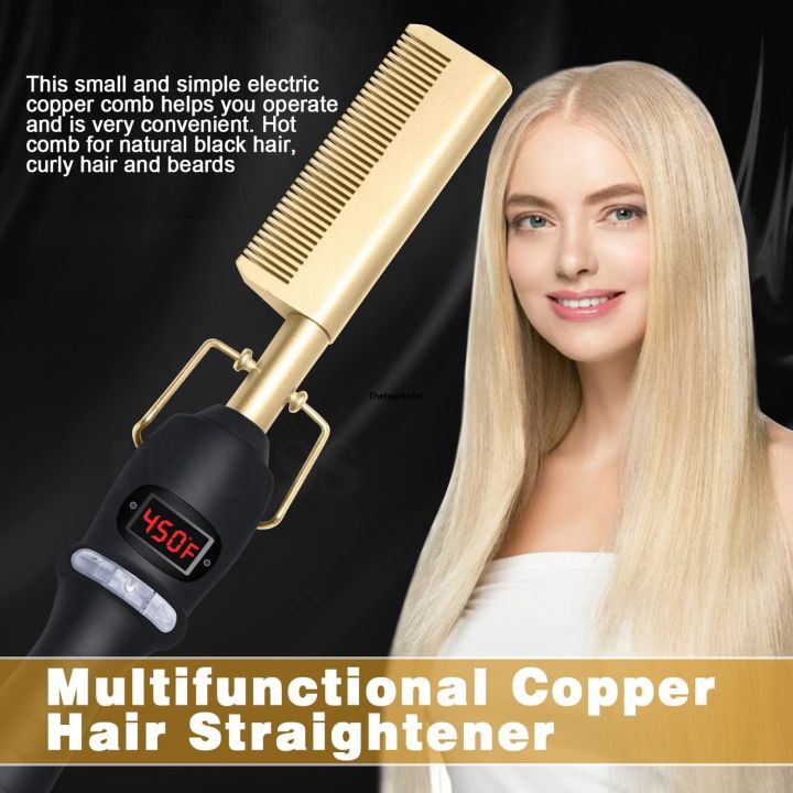 Comb curly hair, heat power, curly straight hair, dry and wet copper ...