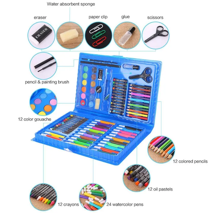 86%20Pcs/Box%20Kids%20Painting%20Drawing%20Art%20Set%20With%20Crayons%20Oil%20Pastels%20Watercolor%20Markers%20Colored%20Pencil%20Tools%20For%20Boys%20Girls%20Gift%20-%20Image%203