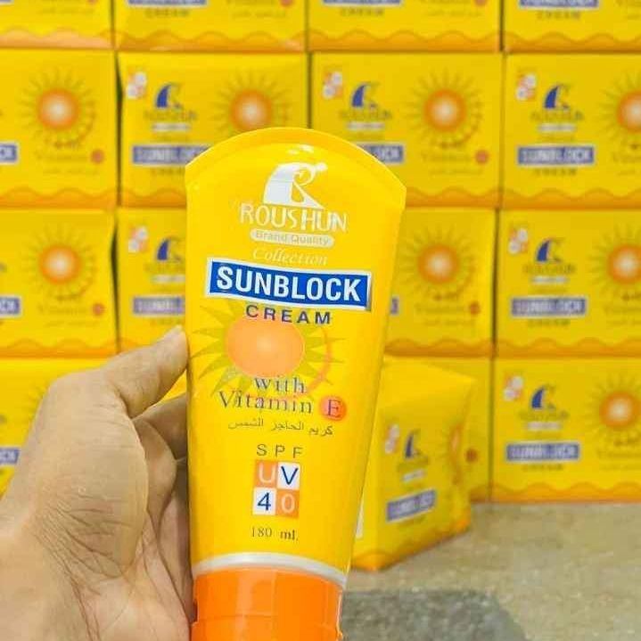 SPF 40 Roushun Sunblock Moisturizing Rsmc Sunscreen Sun Lotion or Sun Cream  with Vitamin E 180 ML