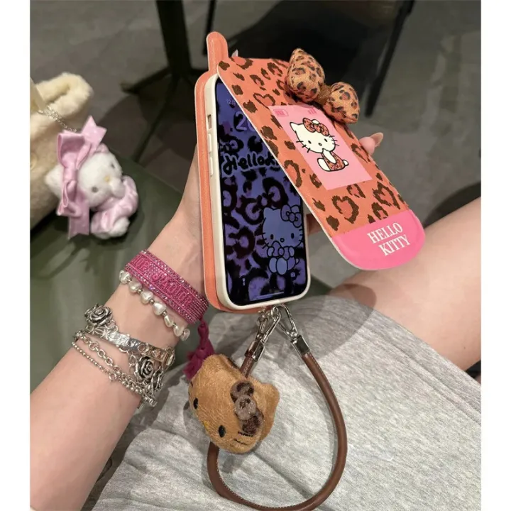 Zebf%20--%20Luxury%20leopard%20print%20cute%20Hello%20Kitty%20make%20up%20mirror%20flip%20protect%20Case%20for%20iPhone%2013%2014%2015%2016pro%20Max%20retro%20mobile%20phone%20KT%20cover%20-%20Image%205