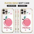 Luxury 6D Plating Case for iPhone X Phone Cases Cartoon Simple Peach Side Print Soft Silicone Square Back Cover. 