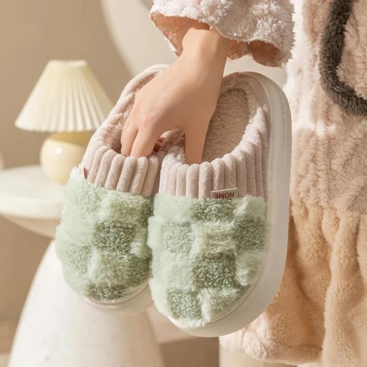 Plaid%20Cotton%20slippers%20Soft%20Plush%20Plaid%20slippers%20Winter%20slippers%20for%20Home%20Indoor%20Couples%20Winter%20Men%20Women%20-%20Image%204