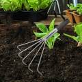 Gardening Hand Rake Grass Rake for Sweep Leaves Tilling Soil Loose Debris Handle length 17cm. 