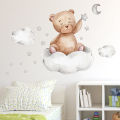 Cartoon Bear Cloud Wall Stickers for Kids Rooms Baby Boys Girls Room Bedroom Decor Nursery Wallpaper Star Kids Room Decoaration. 