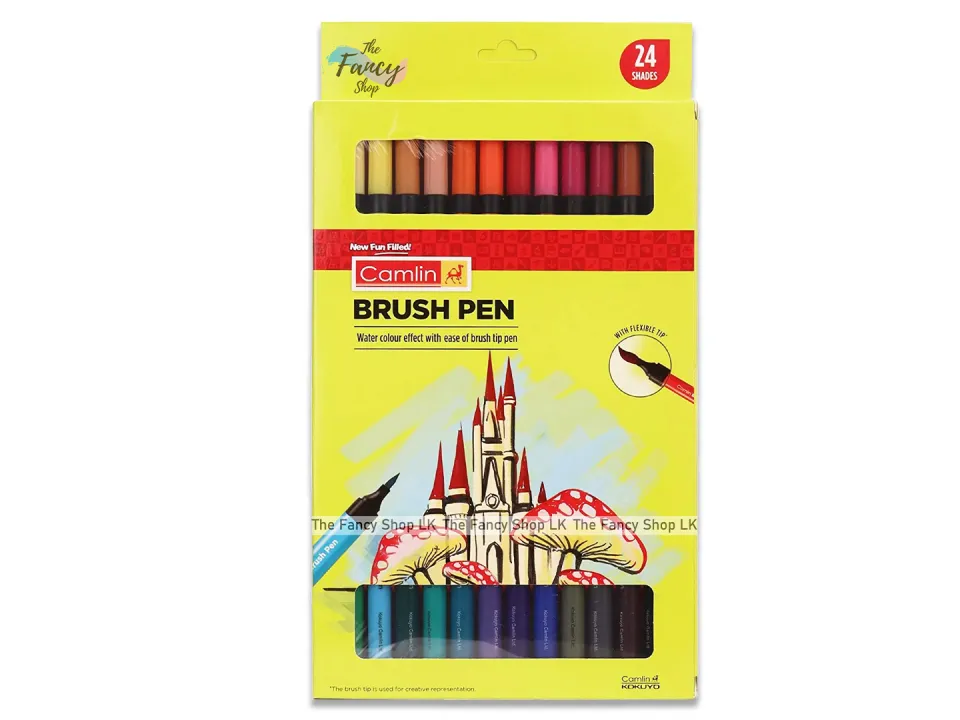 Camlin Camel Kokuyo Brush Pen 24 Colours Set Lettering Calligraphy
