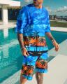 Hawaii Men's Clothing 2 Piece Set Sports Suit Oversized T-shirt Hip Hop Swimming Pants 3D Streetwear Casual Tracksuit. 