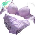2 Pcs/Set Women Underwear Set Bra Panties Set Lace Push Up Elastic Deep V Neck Solid Color Soft Padded With Wire Bow-knot Back Closure Lady Intimate Clothes. 