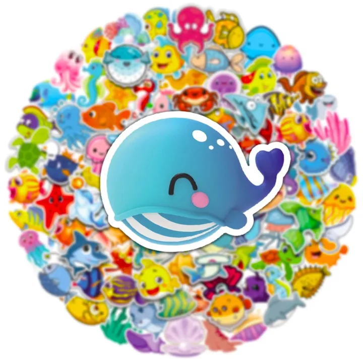 10/30/50/100pcs%20Cute%20Marine%20Animals%20Stickers%20Ocean%20World%20Cartoon%20Decals%20Kids%20Toy%20Scrapbook%20Laptop%20Luggage%20Phone%20Graffiti%20Sticker%20-%20Image%204