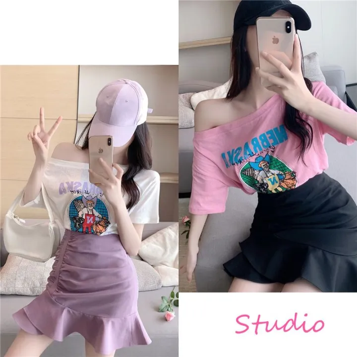 Fashion%20Suit%20Women's%20Spring%20and%20Summer%20New%20Korean%20StyleinsShort%20SleeveTShirt%20Top%20Slimming%20Sheath%20Skirt%20Internet%20Hot%20Two-Piece%20Suit%20-%20Image%205